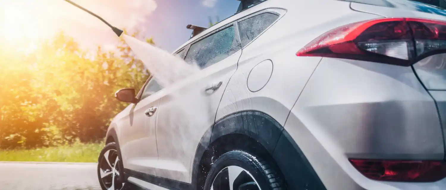 Car being washed with foam